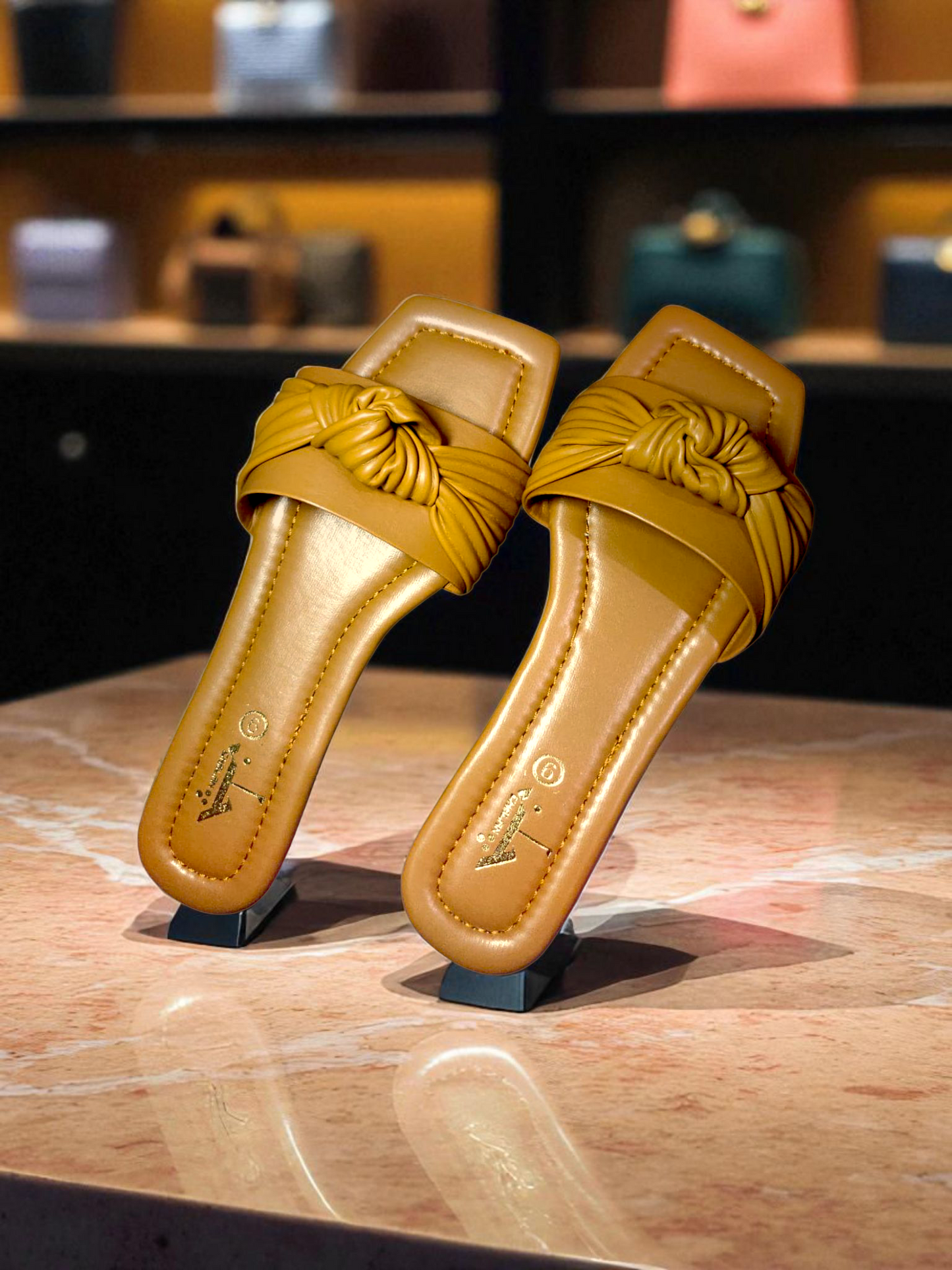 Mustard KnotType Flat Sandal