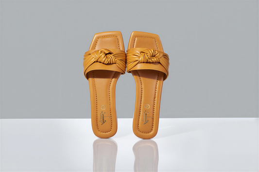 Mustard KnotType Flat Sandal